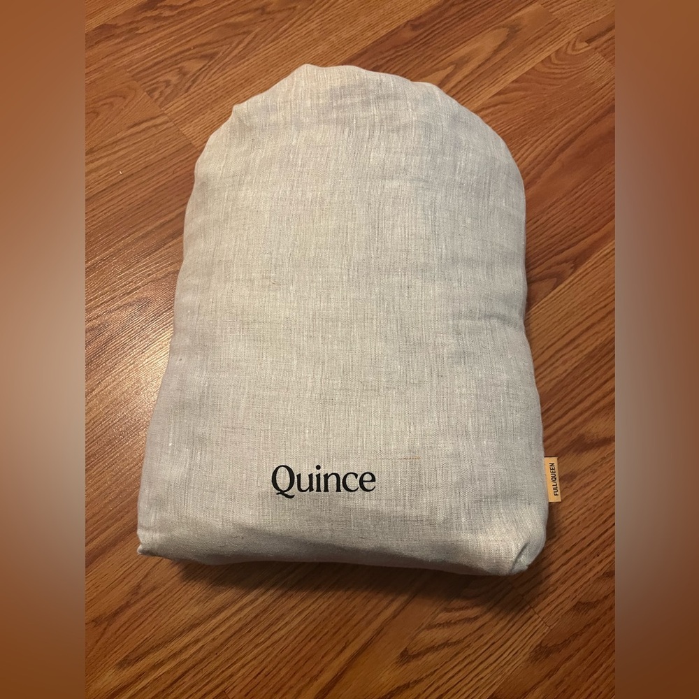 Quince 100% linen bedding. Soft Gray Duvet Cover and two Shams